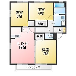 グランタイル高岡D 3LDKの間取図画像