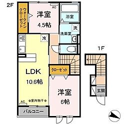 D-room桂A 2LDKの間取図画像