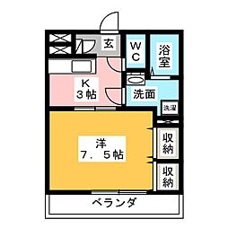 ピアーチェ2 1Kの間取図画像