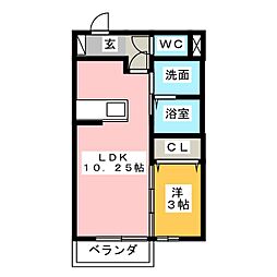 エクレール平田 1LDKの間取図画像