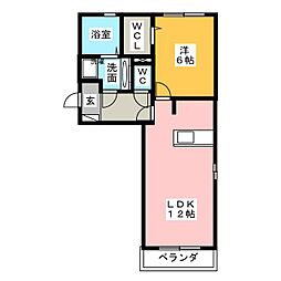 エミネンスB 1LDKの間取図画像