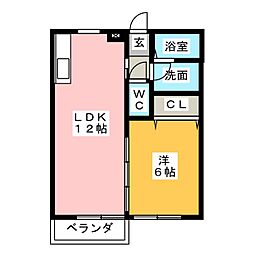 セジュールさくら 1LDKの間取図画像