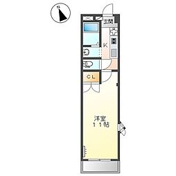 プチパレット 1Kの間取図画像