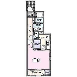 アークリヴェール4 1Kの間取図画像
