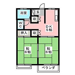 フレグランスHAYAMAA 2DKの間取図画像