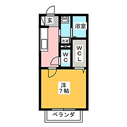 アリアA 1Kの間取図画像