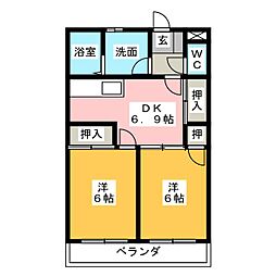 リトルムース 2DKの間取図画像