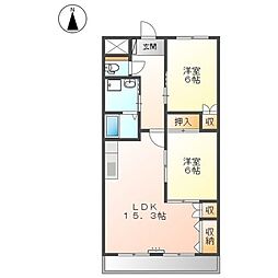 カーサ・ファミリア 2LDKの間取図画像