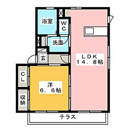 ベル・フォーレB 1LDKの間取図画像