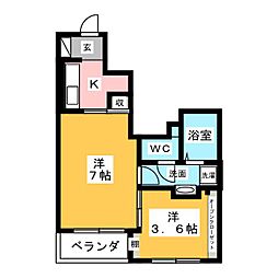 コートハウス安塚 2Kの間取図画像