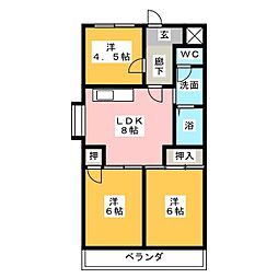 スカイハイツ瀬古 3LDKの間取図画像