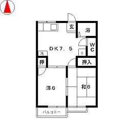 コーポアサヒ 2DKの間取図画像