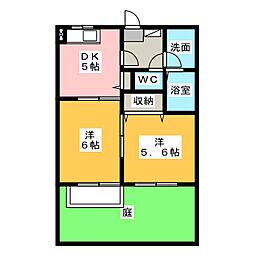 ポローニアA 2DKの間取図画像