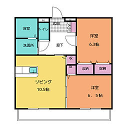 ルミエール栄 2LDKの間取図画像