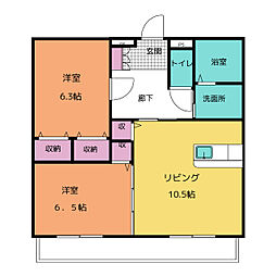 ルミエール栄 2LDKの間取図画像