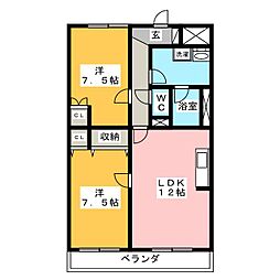 ラ・プランタン 2LDKの間取図画像
