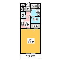 プロムナードセリカ 1Kの間取図画像