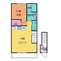 INABELL　A棟 2階1LDKの間取り