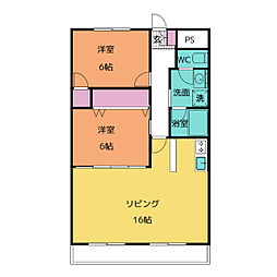 MKタウン江場　Ａ棟 6階2LDKの間取り