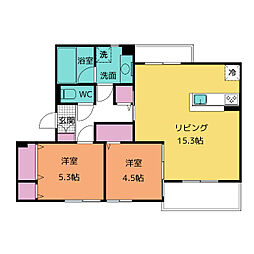 D-chambre新矢田 302 3階2LDKの間取り