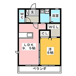 フェリーチェ 1LDKの間取図画像
