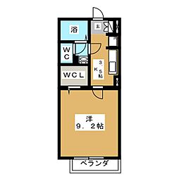 モナリエーレB 1Kの間取図画像