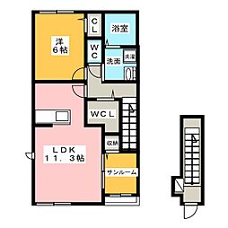 プログレスA 1LDKの間取図画像