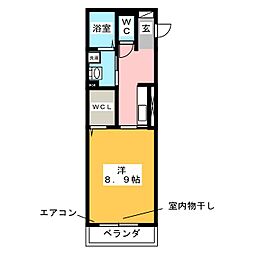 ベイフィールド 1Kの間取図画像