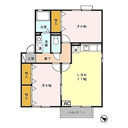 ソレイユB 2LDKの間取図画像