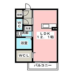 レガーレドゥーエ ワンルームの間取図画像