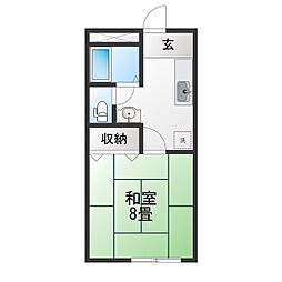 薫風ハイツ 1Kの間取図画像