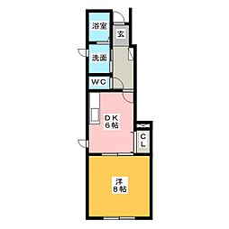 パンプキンC 1DKの間取図画像
