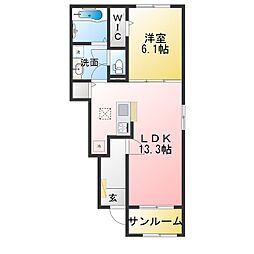 ひよこのいえ2 C 1LDKの間取図画像