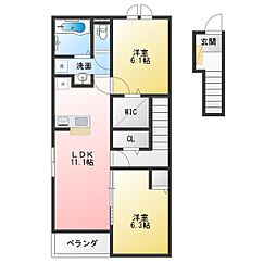 ひよこのいえ2 A 2LDKの間取図画像