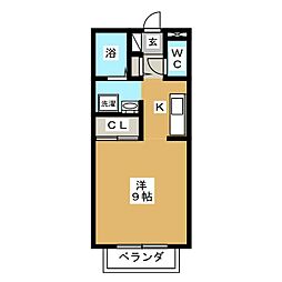 ベルアソシエC 1Kの間取図画像