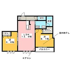 ラヴィータM 2LDKの間取図画像