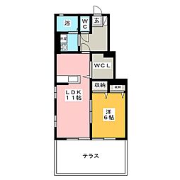 アクアマリン3 1LDKの間取図画像