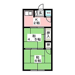 コーポ暁 2Kの間取図画像