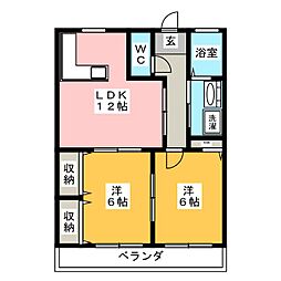ソーレンサイド 2LDKの間取図画像