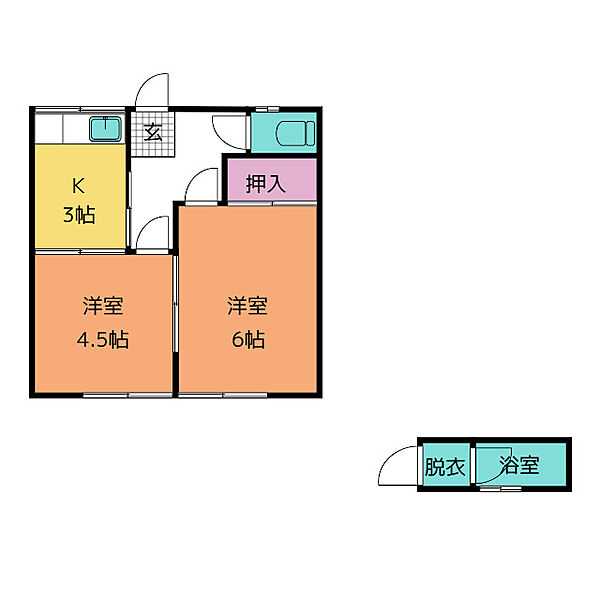 つよちゃんはうす岡本 101｜三重県伊勢市岡本２丁目(賃貸一戸建2K・1階・29.81㎡)の写真 その2