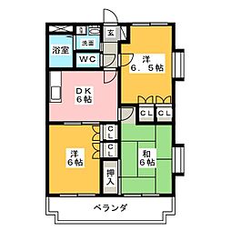 ウイングヒルズ 3階3DKの間取り