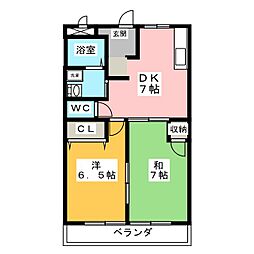 エクセレント山宝 2DKの間取図画像