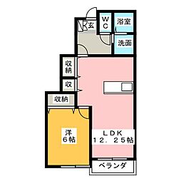 ヴェルデ・ルーチェB 1LDKの間取図画像