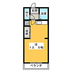 世古口ハイツニューファイブ2 ワンルームの間取図画像