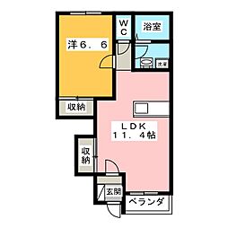 メゾンソレイユ 1LDKの間取図画像