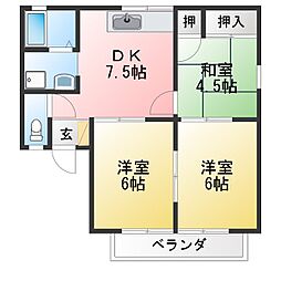 ハイツ希望 3DKの間取図画像
