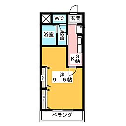 コラル・リーフ21 1Kの間取図画像