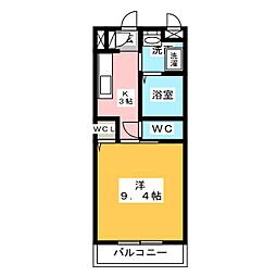 テージス2 1Kの間取図画像