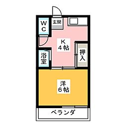 岩渕松鶴荘 1Kの間取図画像