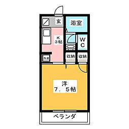 コンフォール鹿海B 1Kの間取図画像